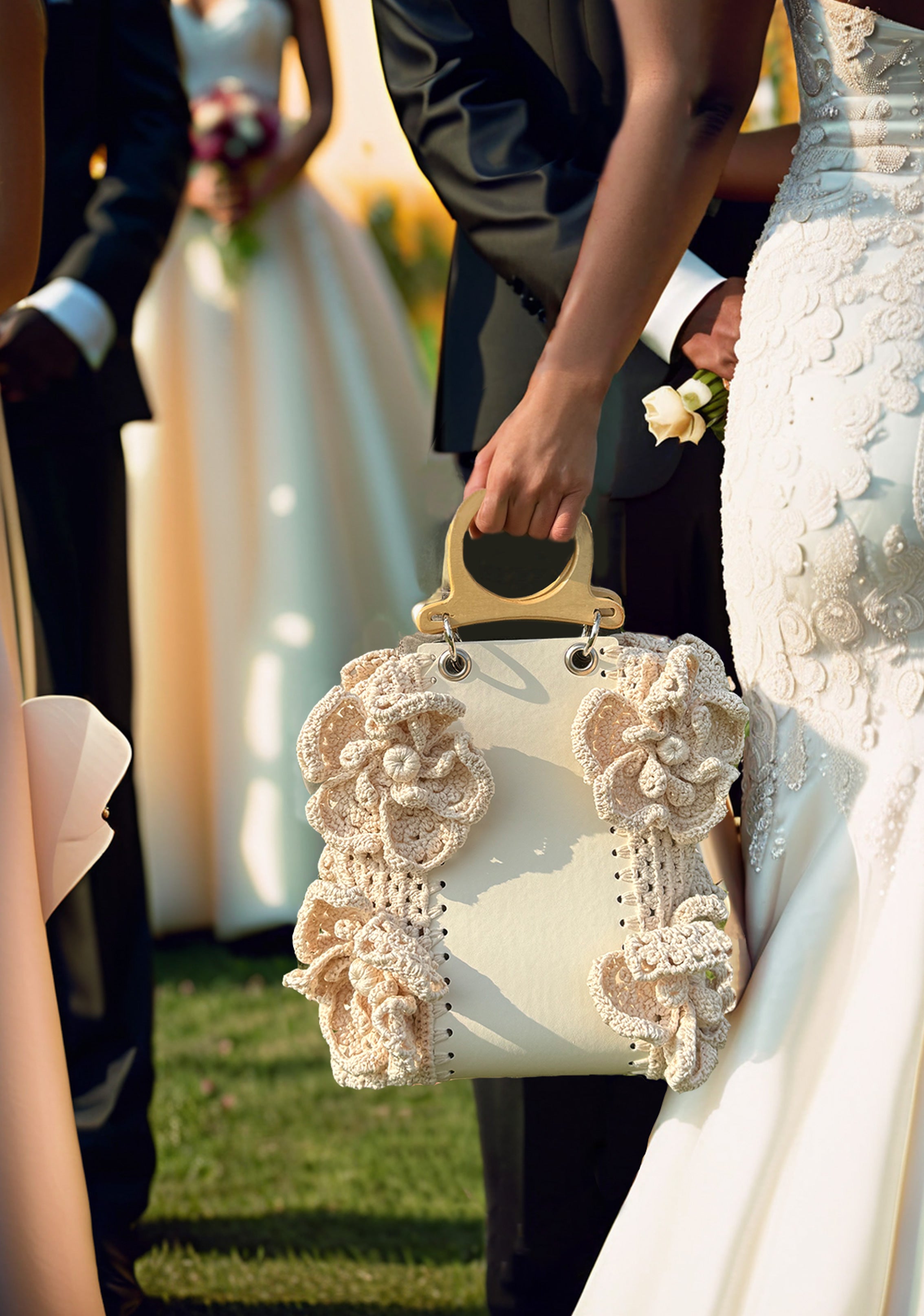 Sac cuir et fleurs