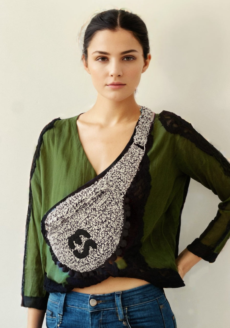 Sac banane gris et noir