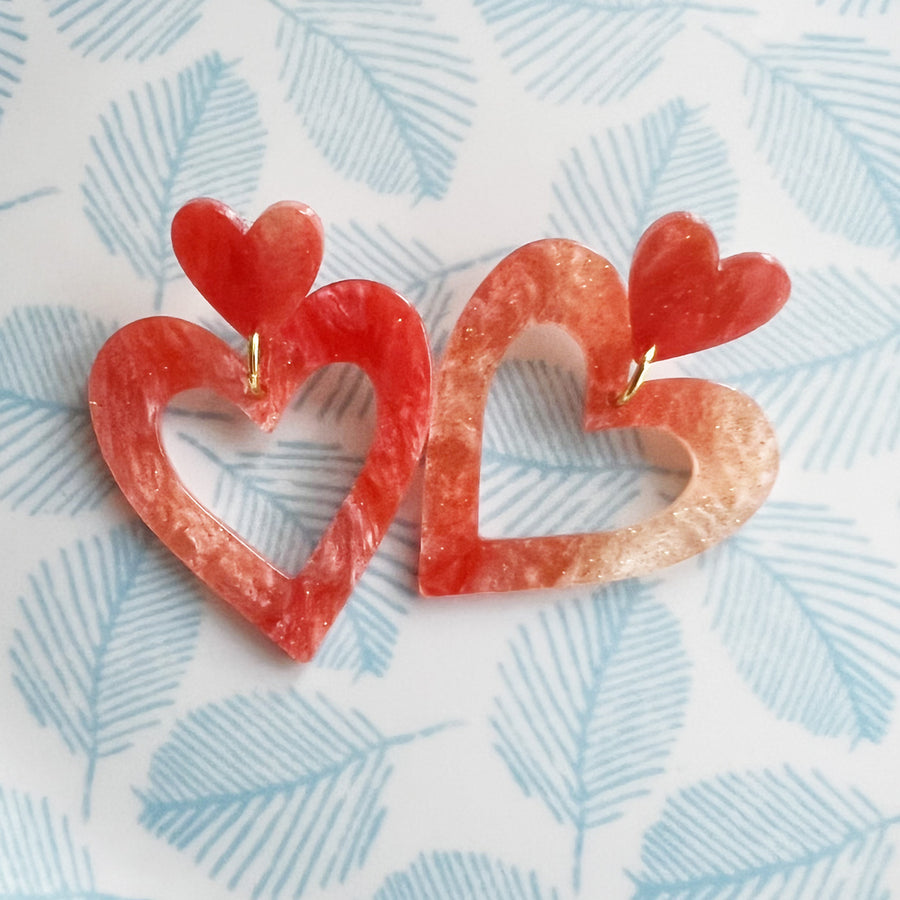 Coeur fantaisie, nacre orange