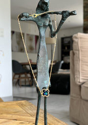 Collier ras de cou perles bleues de bohème