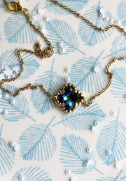Collier ras de cou perles bleues de bohème