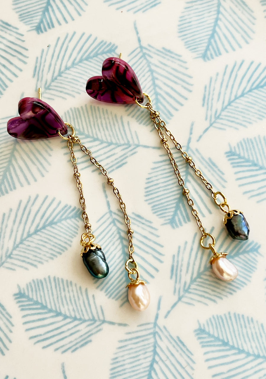 Petit coeur nacré et perles d'eau douce