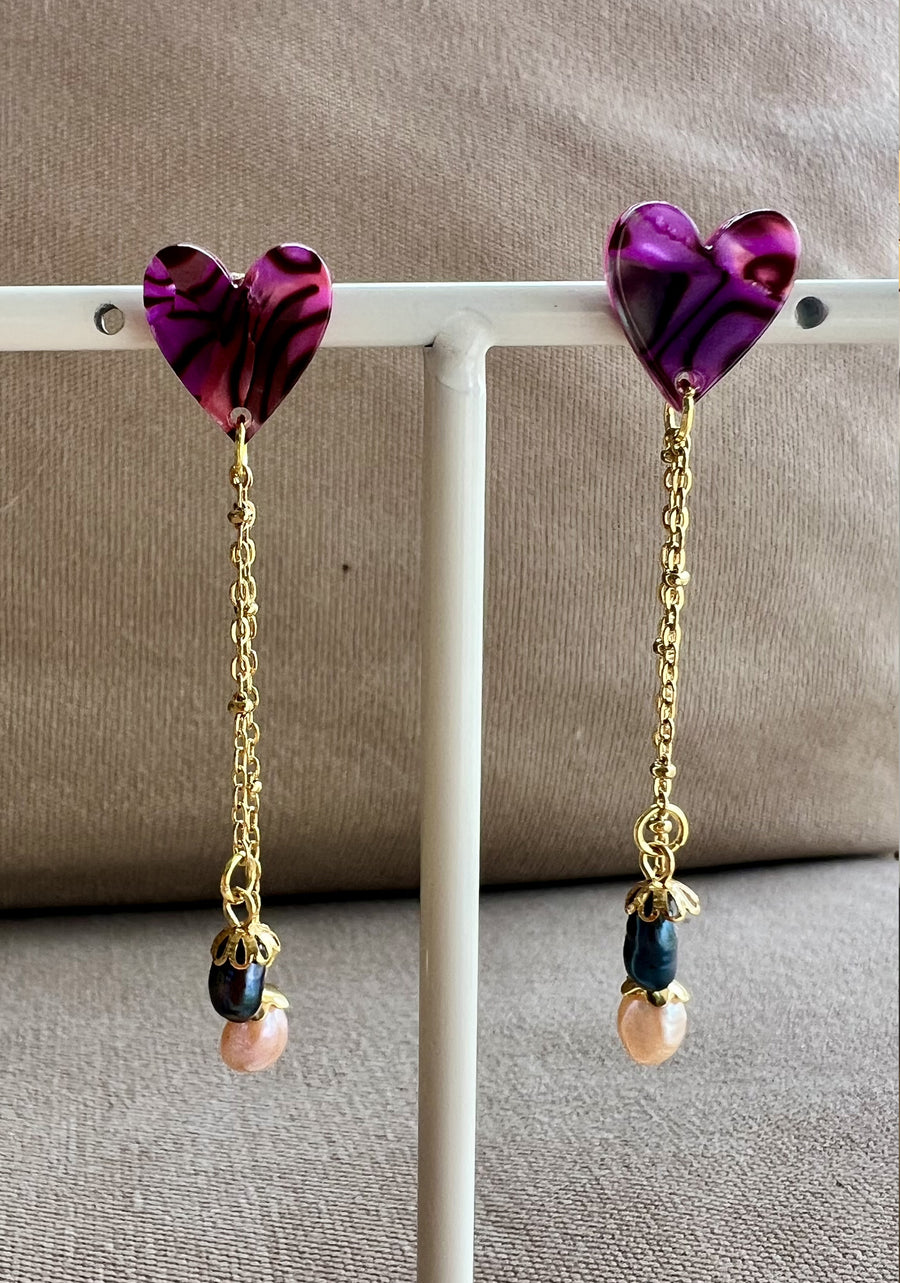 Petit coeur nacré et perles d'eau douce